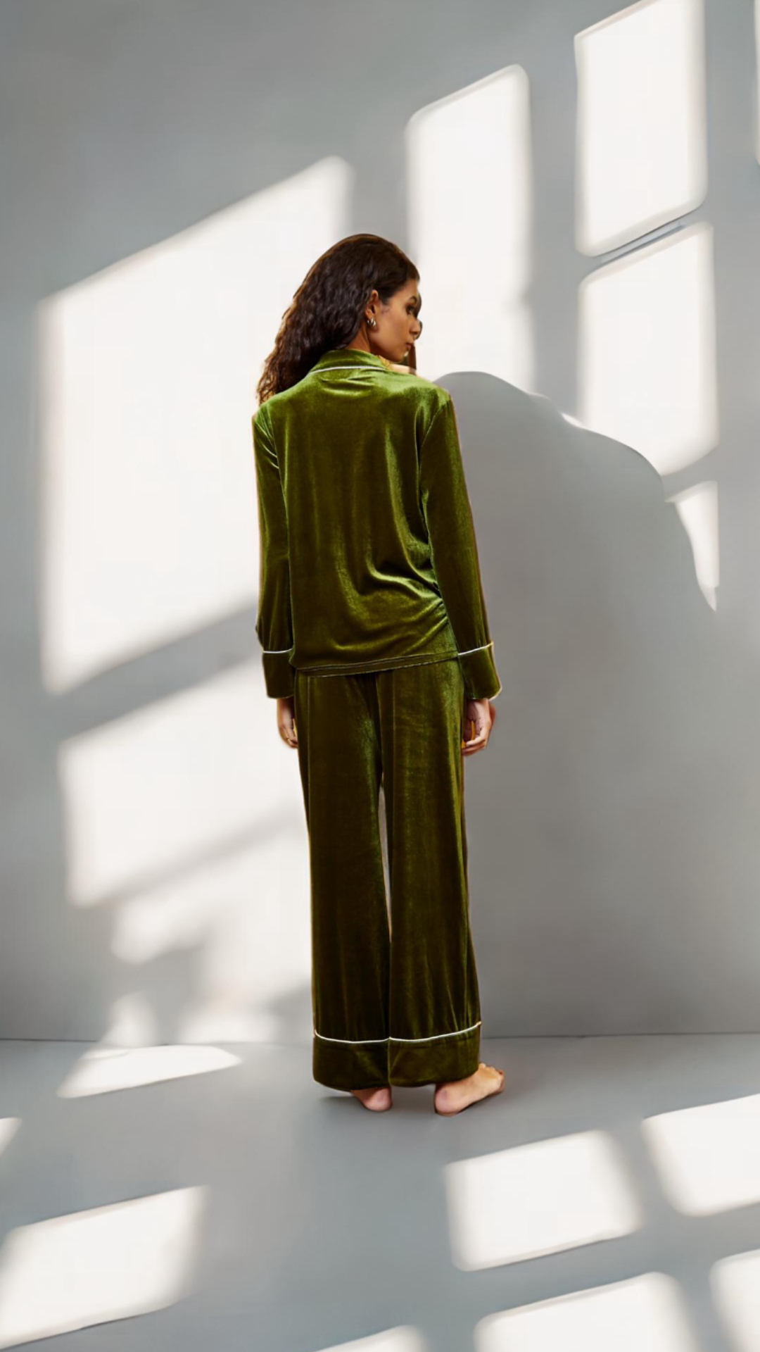 Chartreuse Velvet Trouser Set